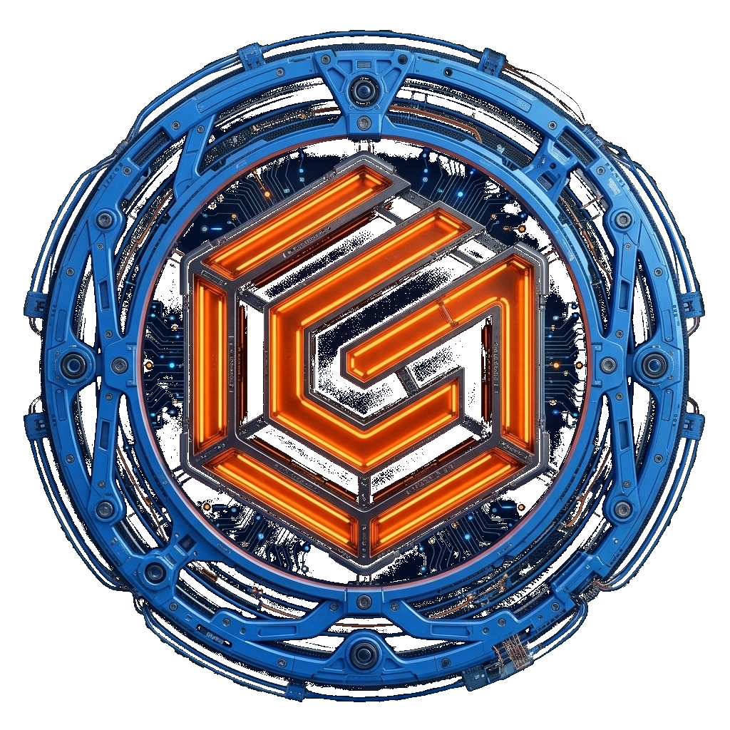 GrowthCode neon hex mark — signal infrastructure identity